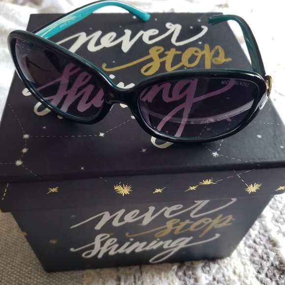 NEW Michael Kors Polarized 2 Tone Turquoise/Black Womens Sunglasses UV400 MK
